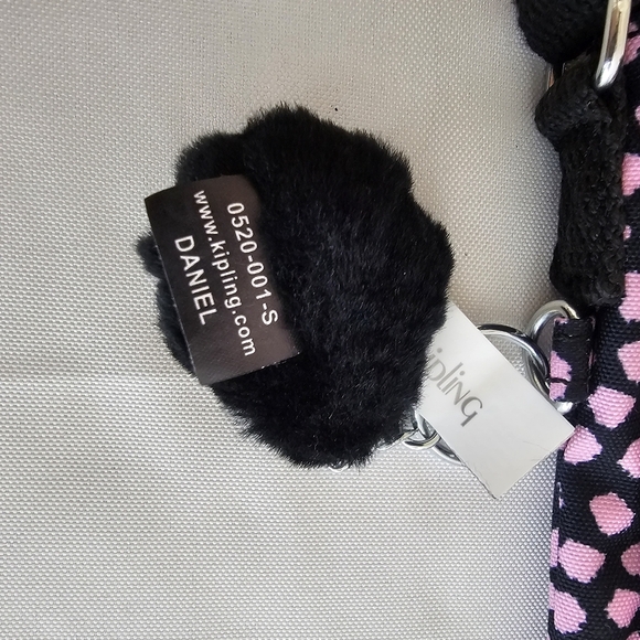 NWT Kipling Mikaela Nylon Crossbody Bag Pink & Black Dot Print w/ Monkey - Picture 14 of 14
